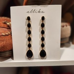 Black crystallized drop earrings